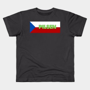 Pilsen City in Czech Republic Flag Kids T-Shirt